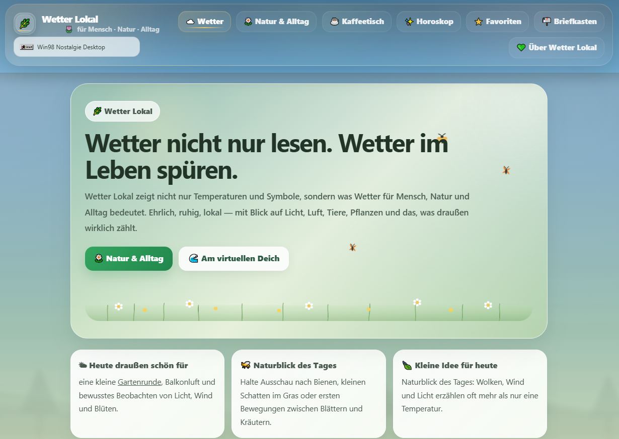 Wetter Lokal Website Design – ruhige, atmosphärische Darstellung